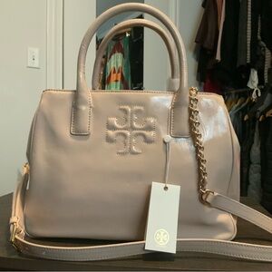 Tory Burch Tan Satchel with Gold Hardware